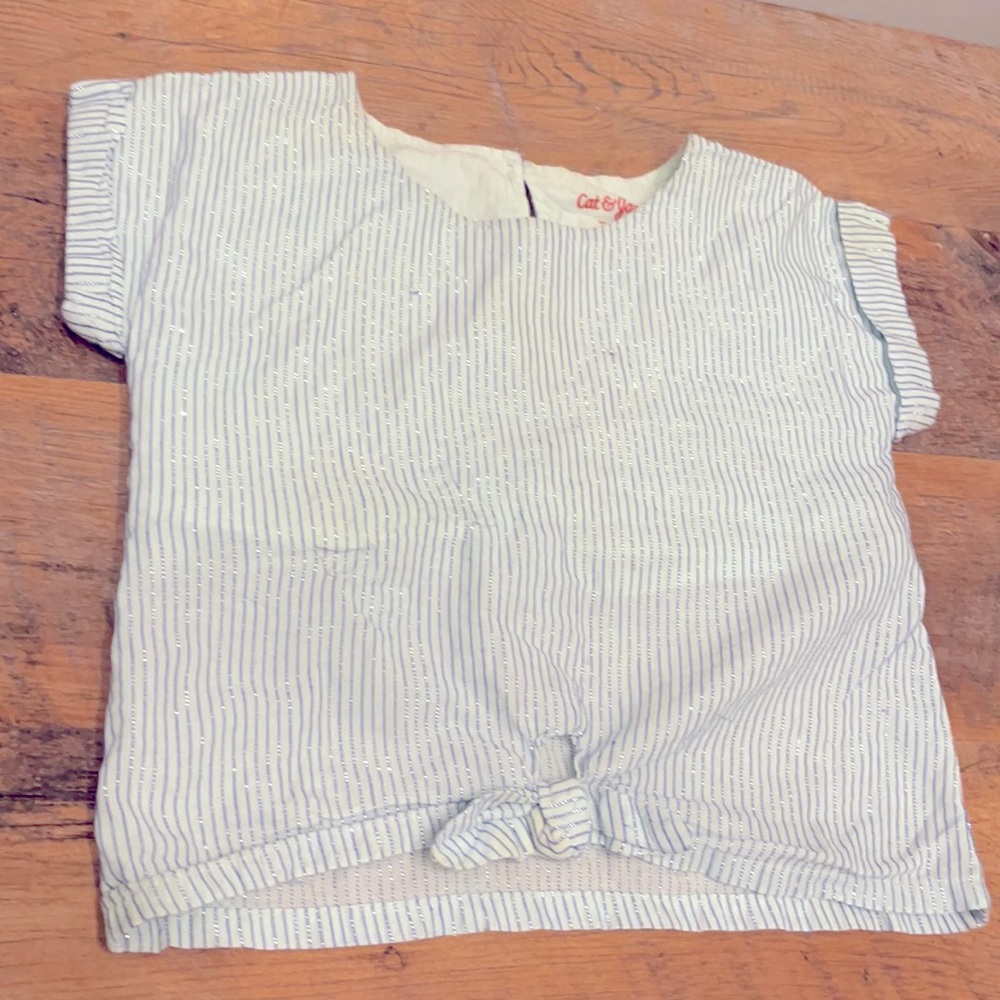 Light blue sheath top with sparkly blue thread pinstripes by Cat & Jack xs 4 / 5